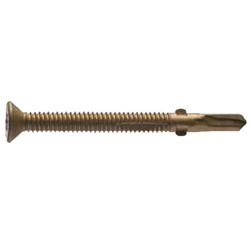 1FHD14314 14 X 3 1/4 BRONZE COATED TORX DRIVE FLAT HEAD SELF DRILLING SCREW WITH REAMER WINGS 1LB/BUCKET