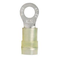 12-10 AWG NYLON INSULATED BRAZED BARREL RING CONNECTOR WITH #6 STUD