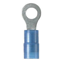 16-14 AWG NYLON INSULATED BRAZED BARREL RING CONNECTOR WITH #6 STUD