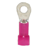 22-18 AWG NYLON INSULATED BRAZED BARREL RING CONNECTOR WITH #6 STUD
